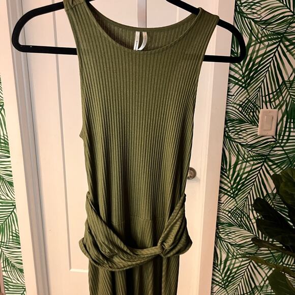 Anthropologie Olive Green Kingsolver Ribbed Midi Dress Small - Picture 5 of 11